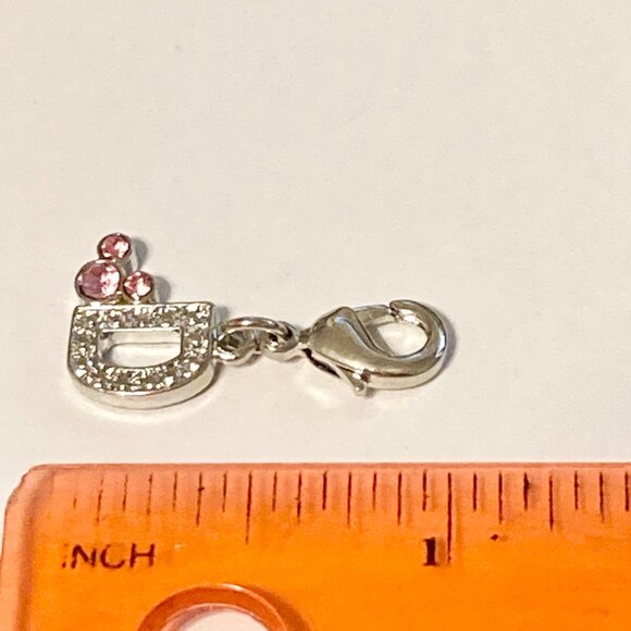 Vintage Disney Pink Crystal Mickey Mouse Ears Charm Clip On Initial Letter D - Picture 10 of 10